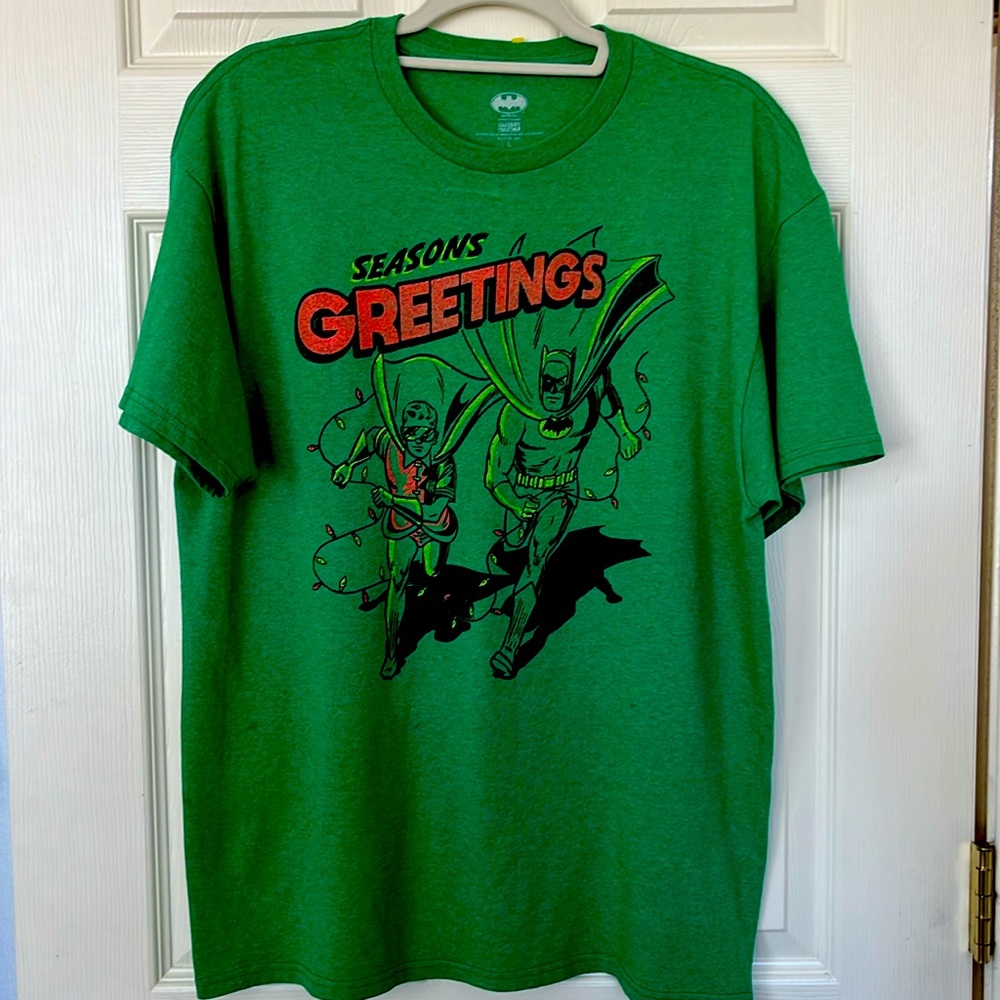Batman and Robin season greetings graphic tee size L